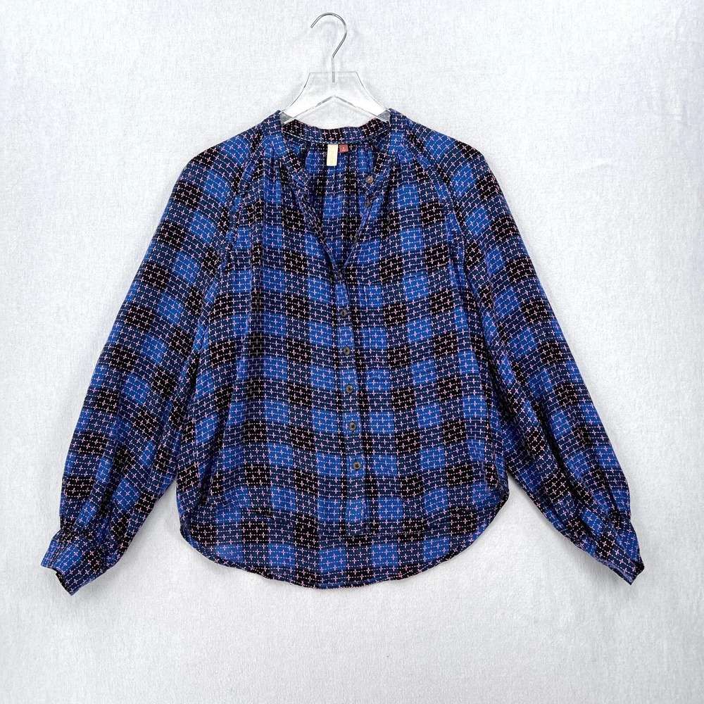 ANTHROPOLOGIE Pilcro Button Blouse Women 3X Embroidered Crosses